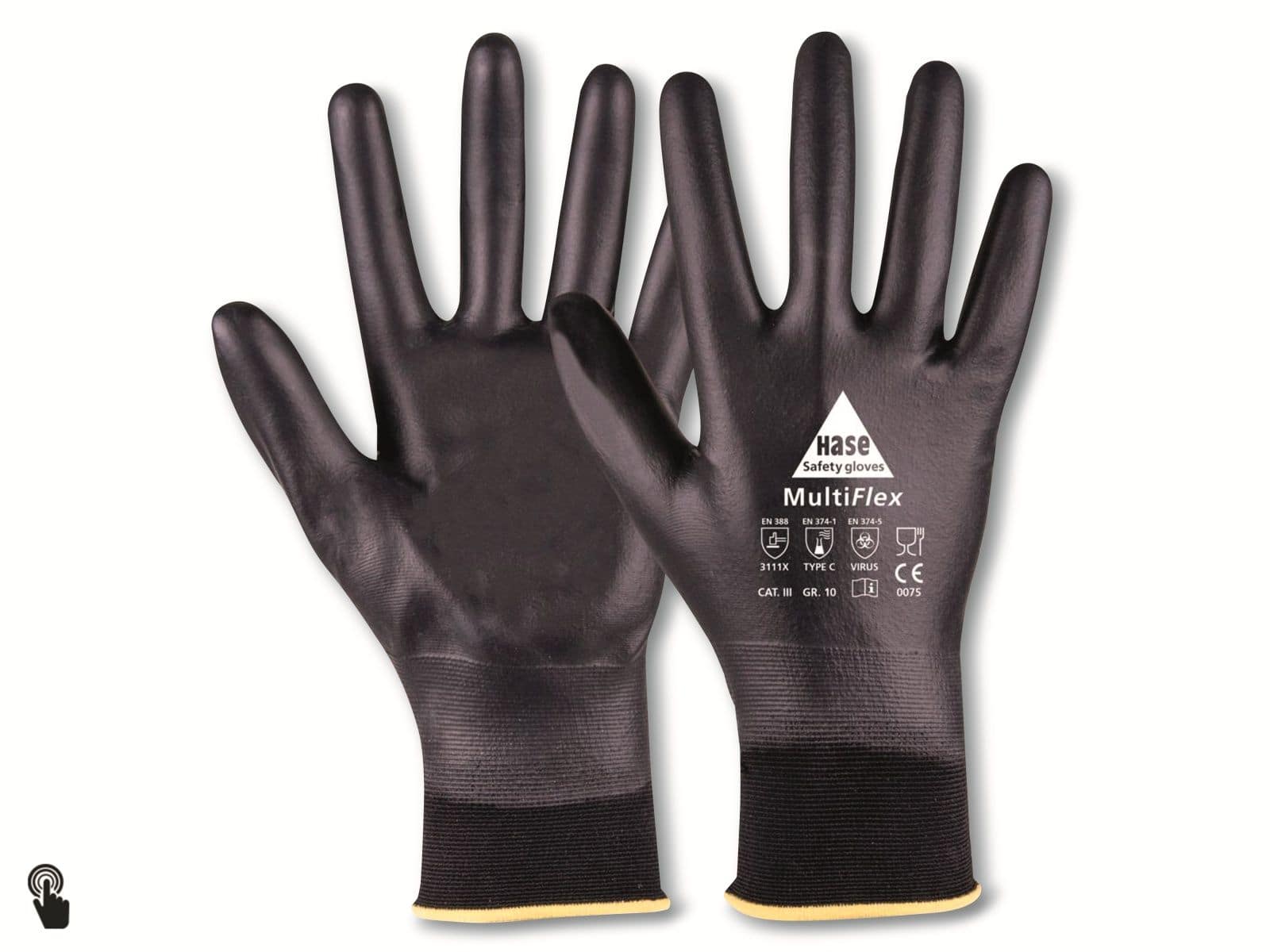 HASE SAFETY GLOVES Arbeitshandschuhe, Multiflex, Nylon, PU Vollbeschichtung,Gr.10, schwarz von Hase Safety gloves