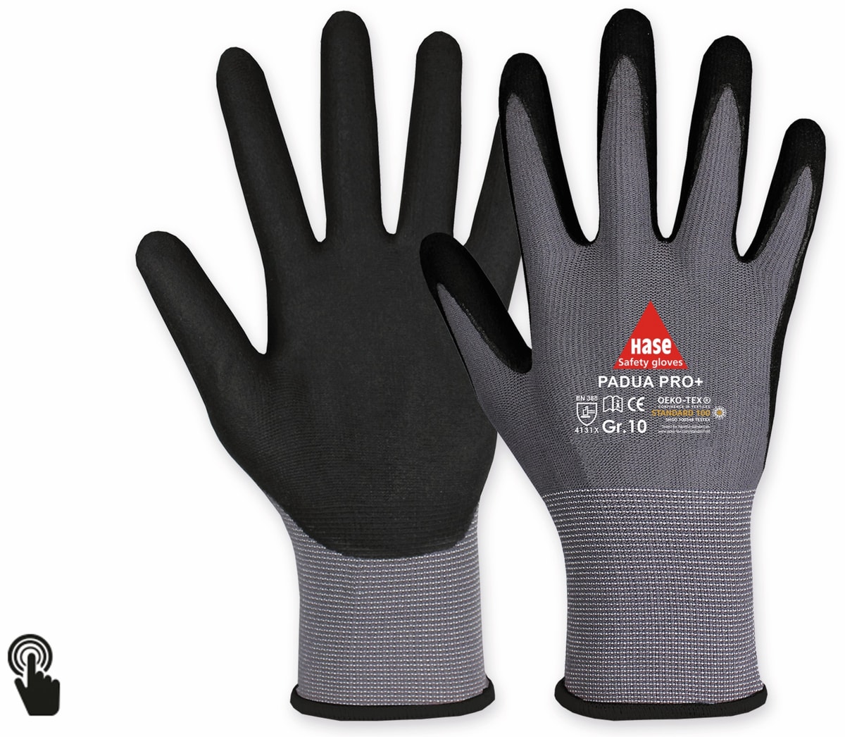 HASE SAFETY GLOVES Arbeitshandschuhe, Padua Pro+, EN388, EN 420, Touchfähig, Größe 10 von Hase Safety gloves