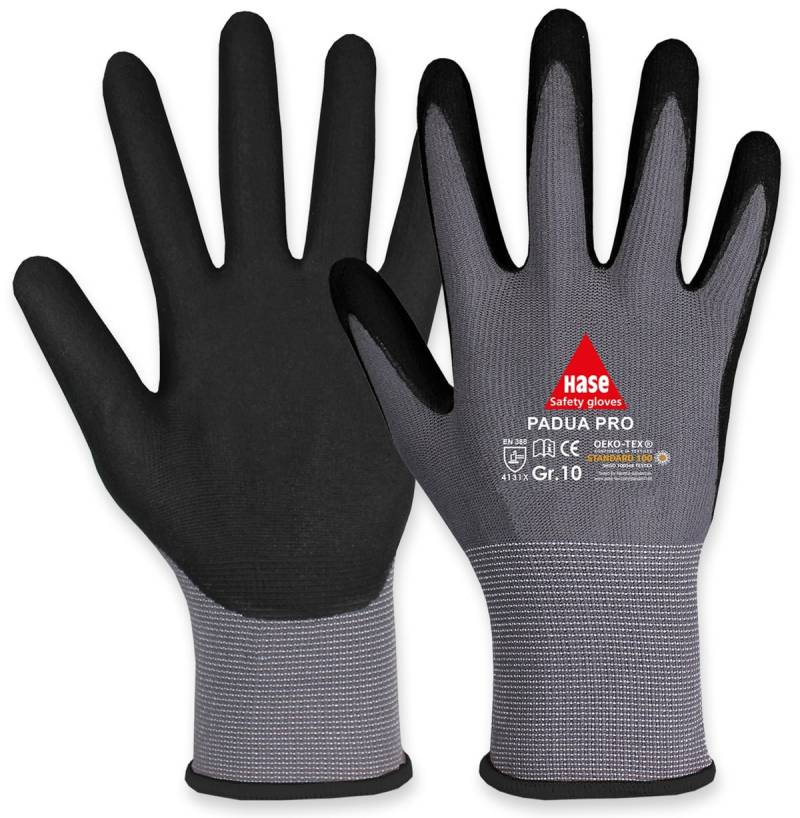 HASE SAFETY GLOVES Arbeitshandschuhe, Padua Pro, EN388, EN 420, grau/schwarz, Größe 11 von Hase Safety gloves