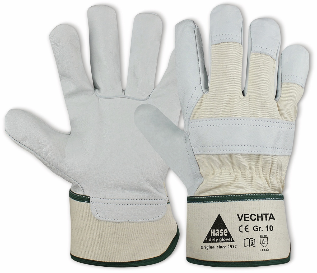 HASE SAFETY GLOVES Arbeitshandschuhe Narbenleder, EN 388, EN 420, Größe 10 von Hase Safety gloves