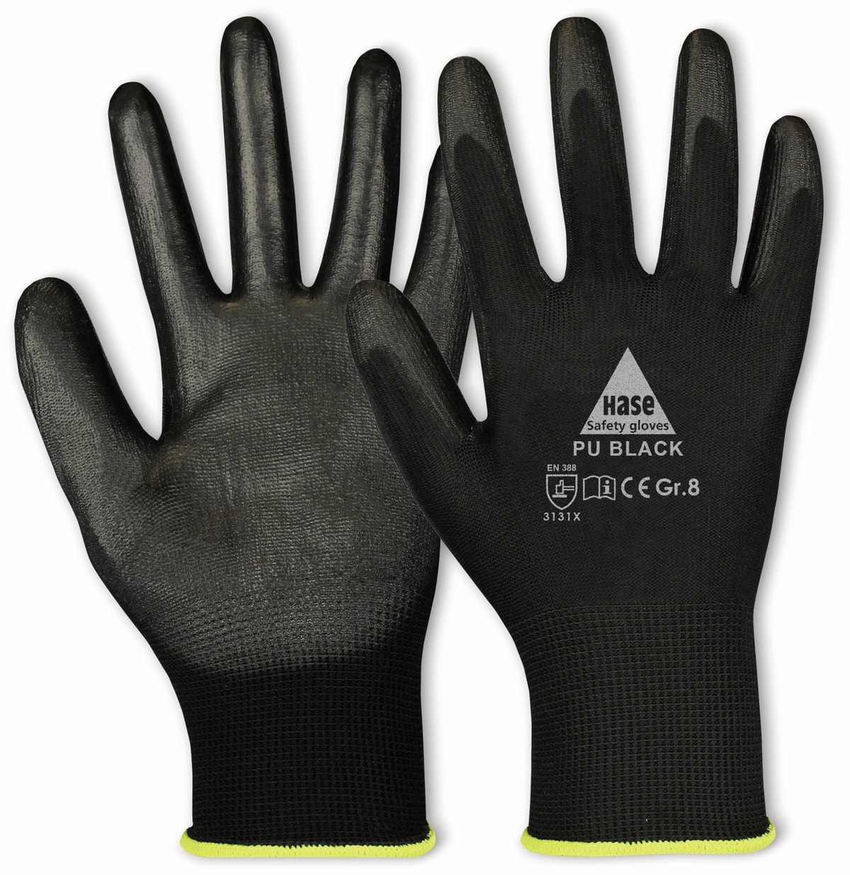 HASE SAFETY GLOVES Arbeitshandschuhe PU, PU black, EN 388, EN 420, schwarz, Größe 10 von Hase Safety gloves