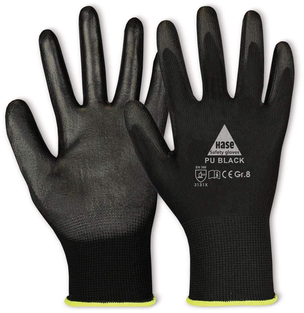 HASE SAFETY GLOVES Arbeitshandschuhe PU, PU black, EN 388, EN 420, schwarz, Größe 6 von Hase Safety gloves