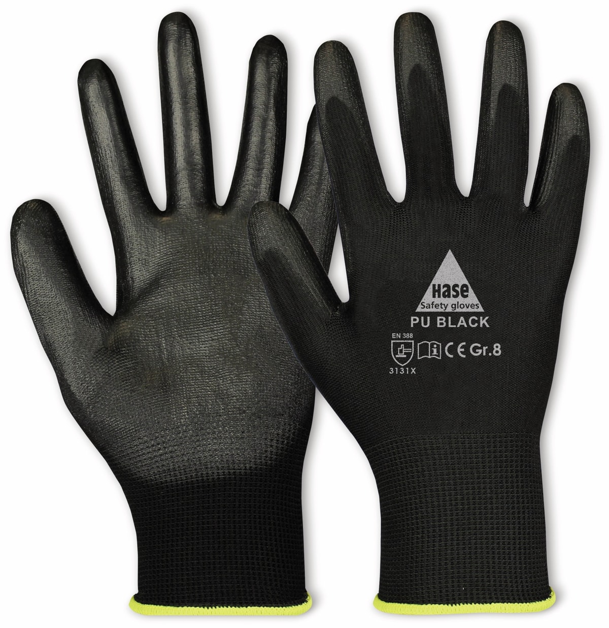 HASE SAFETY GLOVES Arbeitshandschuhe PU, PU black, EN 388, EN 420, schwarz, Größe 7 von Hase Safety gloves