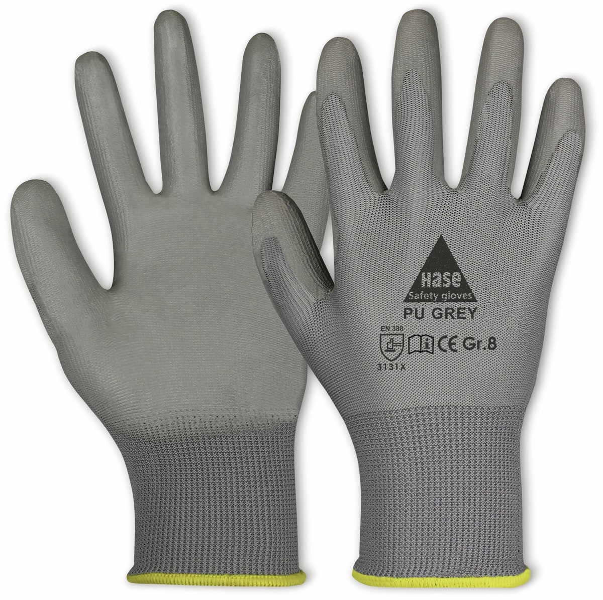 HASE SAFETY GLOVES Arbeitshandschuhe PU, PU grey, EN 388, EN 420, grau, Größe 10 von Hase Safety gloves