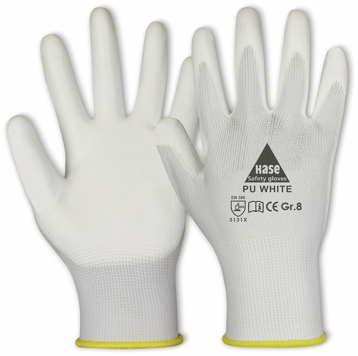 HASE SAFETY GLOVES Arbeitshandschuhe PU, PU white, EN 388, EN 420, weiß, Größe 7 von Hase Safety gloves