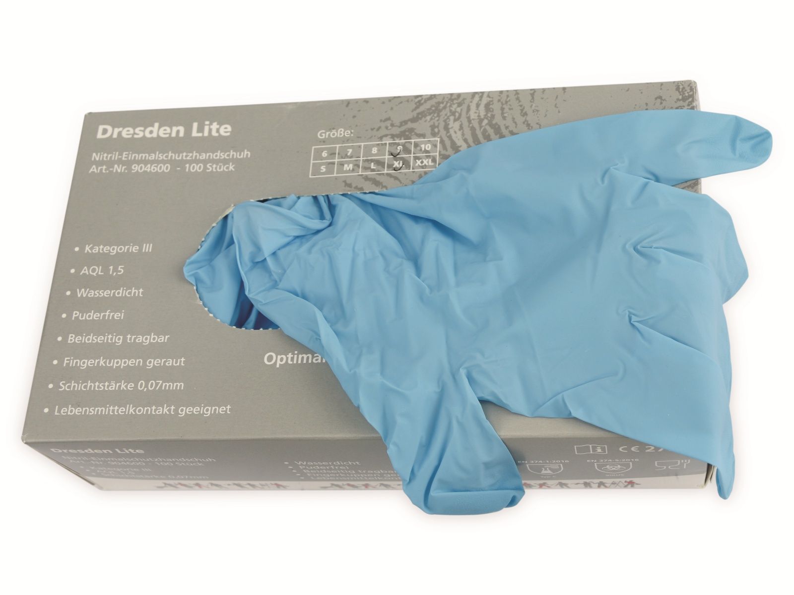 HASE SAFETY GLOVES Einweghandschuhe aus Nitril, EN 374-1, EN 420, Größe 9, 100 Stück von Hase Safety gloves