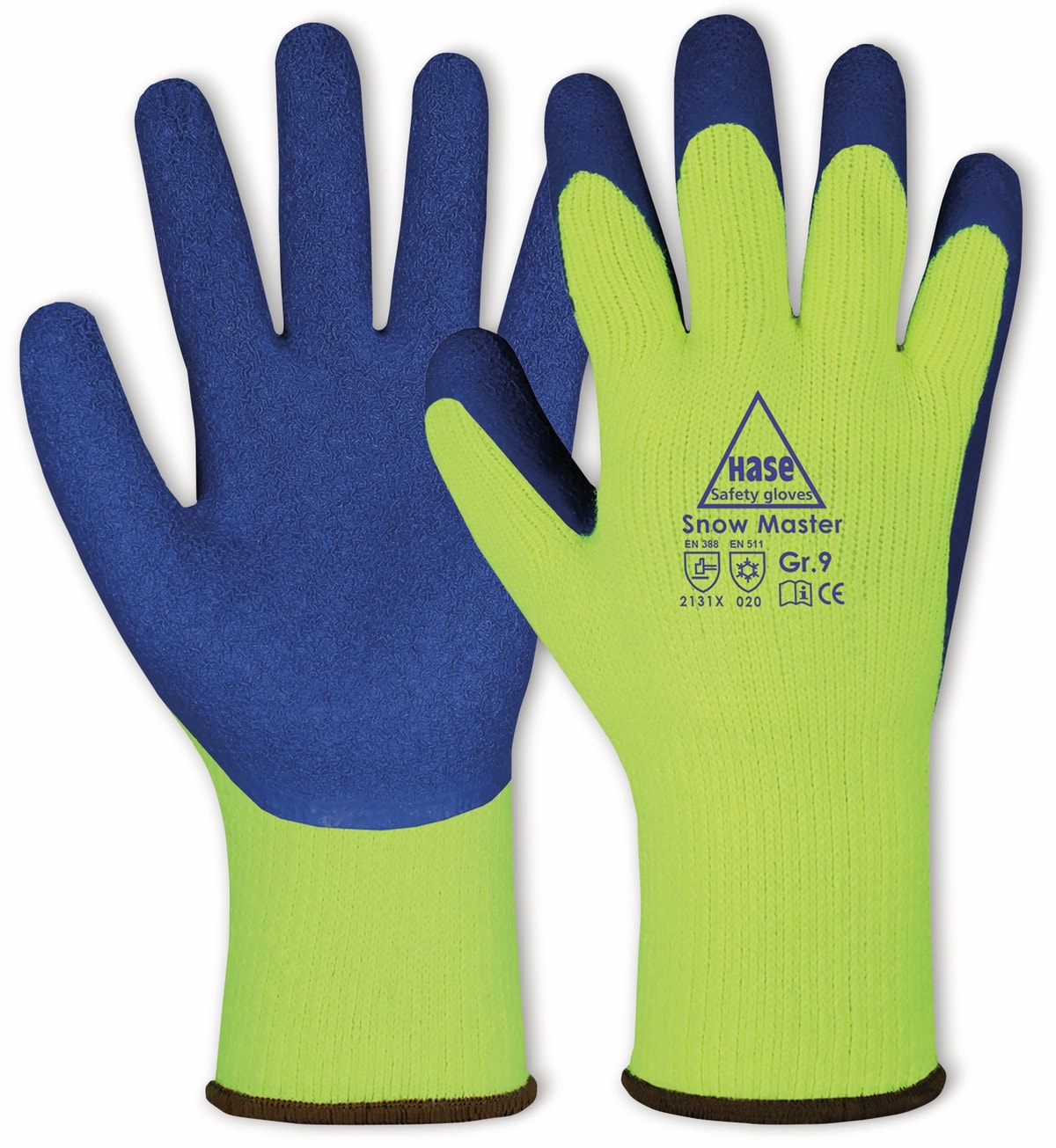 HASE SAFETY GLOVES Latex-Arbeitshandschuh Winter, EN 388, EN 420, EN 511, gelb/blau, Größe 10 von Hase Safety gloves