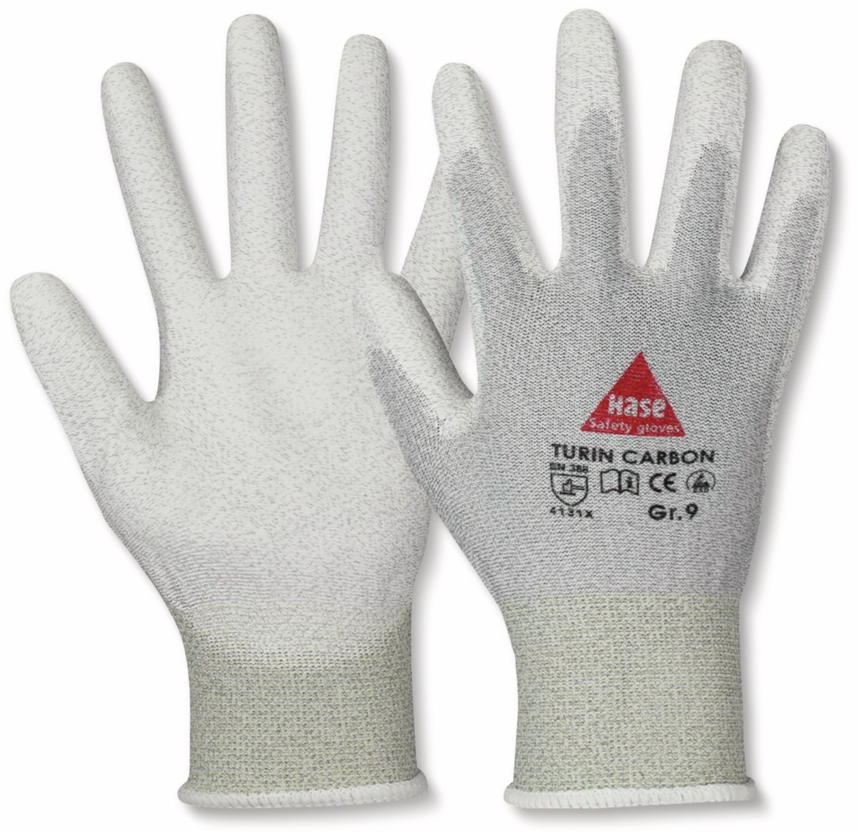 HASE SAFETY GLOVES Montagehandschuhe, TURIN CARBON, EN388, EN 420, antistatisch, grau/weiß, Größe 10 von Hase Safety gloves