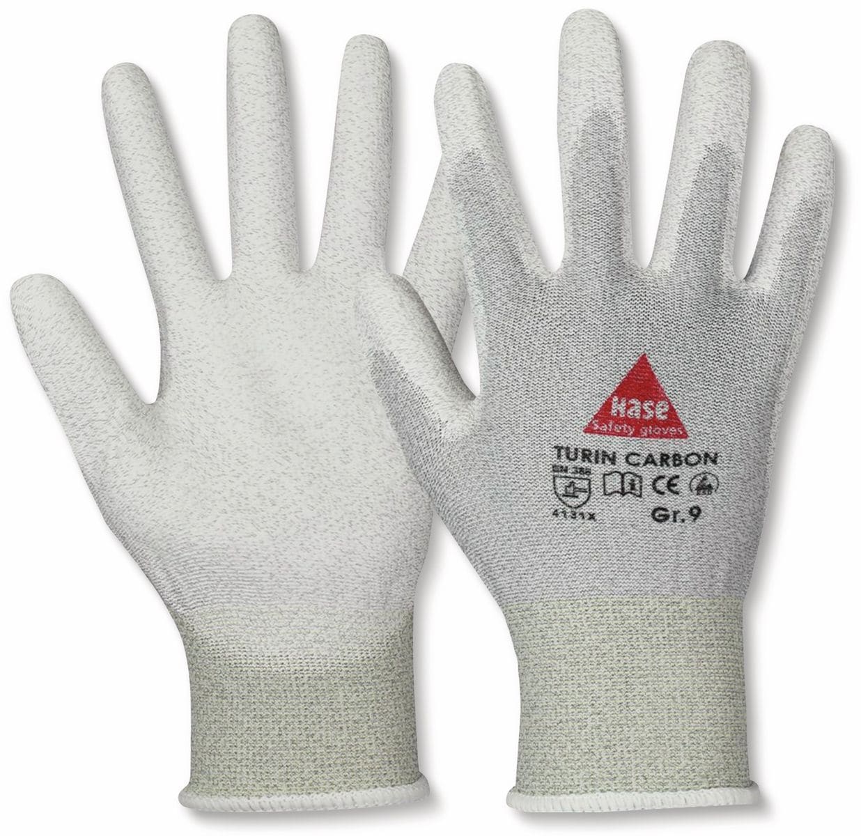 HASE SAFETY GLOVES Montagehandschuhe, TURIN CARBON, EN388, EN 420, antistatisch, grau/weiß, Größe 7 von Hase Safety gloves