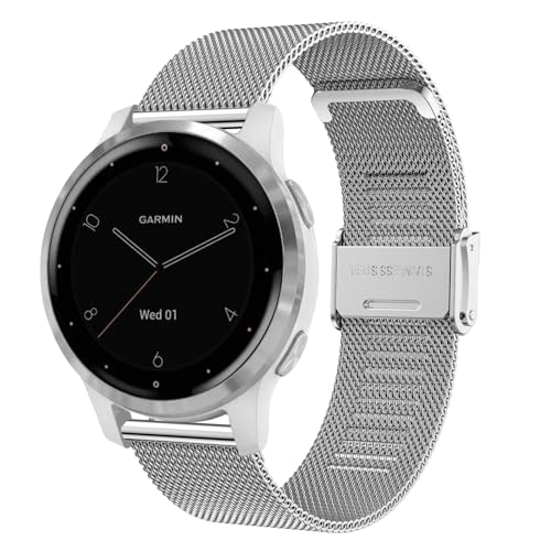 Armbänd für Garmin Venu 3S/Venu 2S/Vivoactive 4S/Vivomove 3S/Forerunner 265S Armband,18mm Metall Masche Edelstahl Uhrenarmband Ersatzband für Fossil Damen Q Venture HR 4, Withings Steel HR 36mm Armbänd für Garmin Venu 3S/Venu 2S/Vivoactive 4S/Vivomove 3S/Forerunner 265S Armband,18mm Metall Masche Edelstahl Uhrenarmband Ersatzband für Fossil Damen Q Venture HR 4, Withings Steel HR 36mm von Hatolove