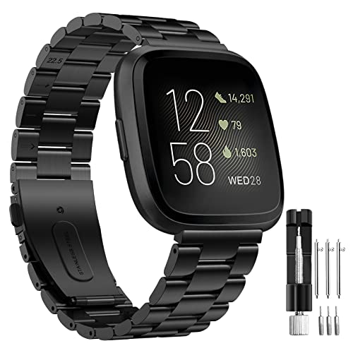 Hatolove Ersatzarmband Kompatibel mit Fitbit Versa 2 Armband/Fitbit Versa Armband, Edelstahl Metall Ersatz Armbänder Kompatibel mit Fitbit Versa 2/Versa/Versa Lite von Hatolove