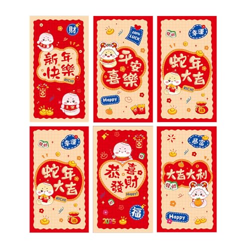 6 x Briefumschläge für das neue Jahr, Rötungen, traditionelles Schlangenjahr, multifunktional, chinesische Tierkreiszeichen, Geldpapiertüte 6 x Briefumschläge für das neue Jahr, Rötungen, traditionelles Schlangenjahr, multifunktional, chinesische Tierkreiszeichen, Geldpapiertüte von Hattba