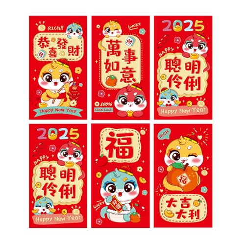 6 x Briefumschläge für das neue Jahr, Rötungen, traditionelles Schlangenjahr, multifunktional, chinesische Tierkreiszeichen, Geldpapiertüte 6 x Briefumschläge für das neue Jahr, Rötungen, traditionelles Schlangenjahr, multifunktional, chinesische Tierkreiszeichen, Geldpapiertüte von Hattba