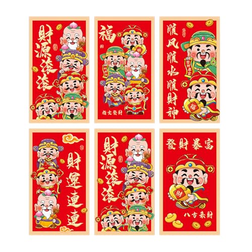 6 x Briefumschläge für das neue Jahr, Rötungen, traditionelles Schlangenjahr, multifunktional, chinesische Tierkreiszeichen, Geldpapiertüte 6 x Briefumschläge für das neue Jahr, Rötungen, traditionelles Schlangenjahr, multifunktional, chinesische Tierkreiszeichen, Geldpapiertüte von Hattba