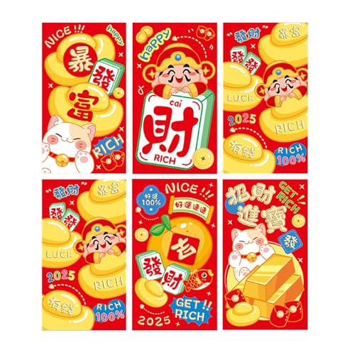 6 x Briefumschläge für das neue Jahr, Rötungen, traditionelles Schlangenjahr, multifunktional, chinesische Tierkreiszeichen, Geldpapiertüte 6 x Briefumschläge für das neue Jahr, Rötungen, traditionelles Schlangenjahr, multifunktional, chinesische Tierkreiszeichen, Geldpapiertüte von Hattba