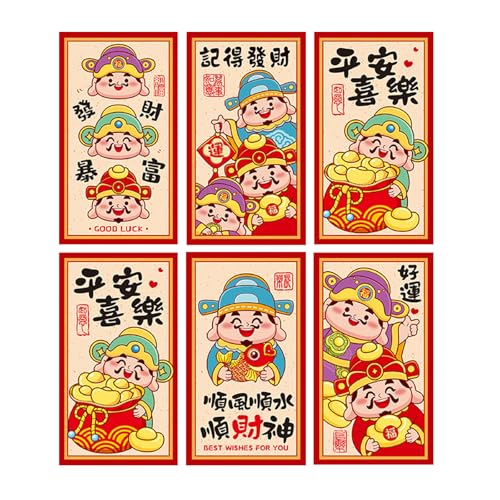 6 x Briefumschläge für das neue Jahr, Rötungen, traditionelles Schlangenjahr, multifunktional, chinesische Tierkreiszeichen, Geldpapiertüte 6 x Briefumschläge für das neue Jahr, Rötungen, traditionelles Schlangenjahr, multifunktional, chinesische Tierkreiszeichen, Geldpapiertüte von Hattba