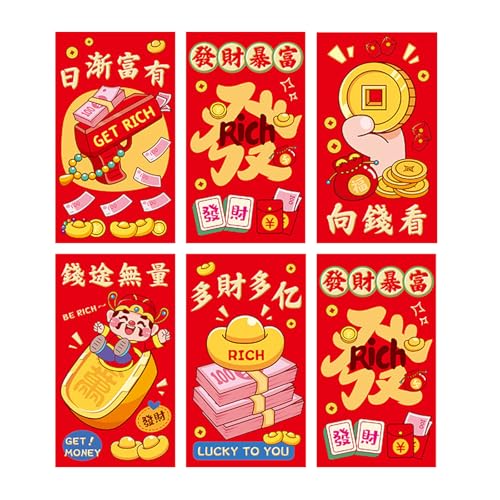 6 x Briefumschläge für das neue Jahr, Rötungen, traditionelles Schlangenjahr, multifunktional, chinesische Tierkreiszeichen, Geldpapiertüte 6 x Briefumschläge für das neue Jahr, Rötungen, traditionelles Schlangenjahr, multifunktional, chinesische Tierkreiszeichen, Geldpapiertüte von Hattba
