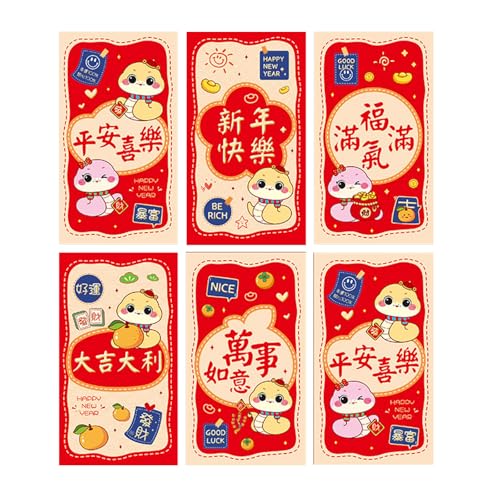 6 x Briefumschläge für das neue Jahr, Rötungen, traditionelles Schlangenjahr, multifunktional, chinesische Tierkreiszeichen, Geldpapiertüte 6 x Briefumschläge für das neue Jahr, Rötungen, traditionelles Schlangenjahr, multifunktional, chinesische Tierkreiszeichen, Geldpapiertüte von Hattba