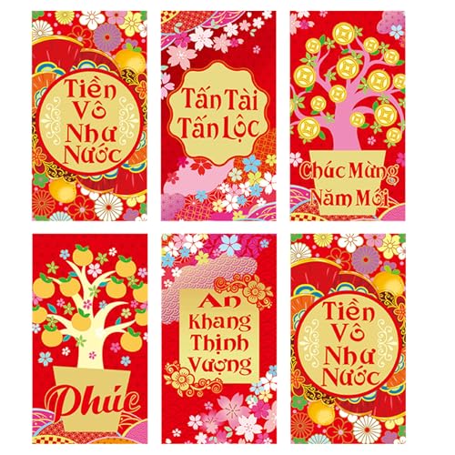 Briefumschläge für das neue Jahr, Rötungen, vietnamesische Schlangenjahr, multifunktional, chinesische Tierkreiszeichen, Geldpapiertüte, 6 Stück Briefumschläge für das neue Jahr, Rötungen, vietnamesische Schlangenjahr, multifunktional, chinesische Tierkreiszeichen, Geldpapiertüte, 6 Stück von Hattba