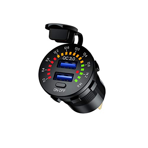 Fast Car 18W Auto Schnellladung USB Auto Adapter Schnell mit Voltmeter & ON/OFF Fast Car 18W Auto Schnellladung USB Auto Adapter Schnell mit Voltmeter & ON/OFF von Hattba