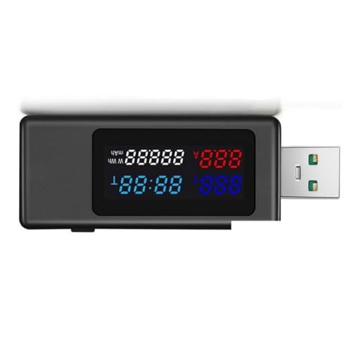 Hattba USB-Stromtester, USB-Multimeter mit Echtzeit-Anzeige von Spannungen, Strom und Ladekapazität, Kurzschlussschutz Hattba USB-Stromtester, USB-Multimeter mit Echtzeit-Anzeige von Spannungen, Strom und Ladekapazität, Kurzschlussschutz von Hattba