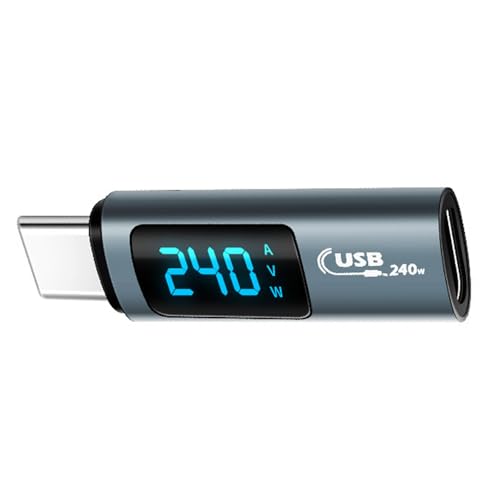 Typ-C-Stecker auf Buchse, Transferadapter, Typ-C-Adapter, Leistungsmessgerät, Tester, 240 W, mit LED-Display für Handy und Laptop Typ-C-Stecker auf Buchse, Transferadapter, Typ-C-Adapter, Leistungsmessgerät, Tester, 240 W, mit LED-Display für Handy und Laptop von Hattba