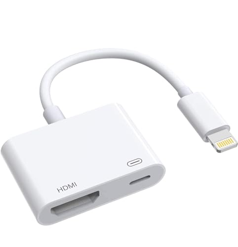 Apple MFI Zertifiziert Lightning to HDMI Digital AV -Adapter kompatibel mit iPhone 14, 14 Plus, 14 Pro, 14 Pro Max, 13, 12, Pro Max, XR, XS, X 8 7 6 Plus, SE 2, iPad to HD TV/Beamer/Monitor von Hatuge