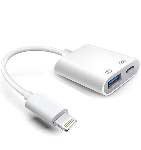 Lightning auf USB Kamera Adapter mit Ladeanschluss, MFi zertifiziertes USB 3.0 OTG Dongle Cord für iPhone 14 13 12 11 X XS XR 8 7, iPad auf USB Flash Drive, Kartenleser, Klavier, U Disk Lightning auf USB Kamera Adapter mit Ladeanschluss, MFi zertifiziertes USB 3.0 OTG Dongle Cord für iPhone 14 13 12 11 X XS XR 8 7, iPad auf USB Flash Drive, Kartenleser, Klavier, U Disk von Hatuge