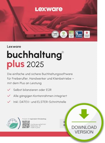 Lexware buchhaltung Plus 2025 (365 Tage)| Einfache Buchhaltungs-Software vom Marktführer | PC Aktivierungscode per Email von Lexware