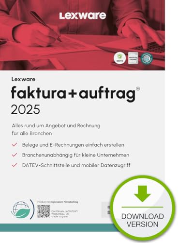 Lexware faktura+auftrag Basis 2025 (365 Tage) Einfache Auftrags- u. Rechnungs-Software PC Aktivierungscode per Email von Lexware