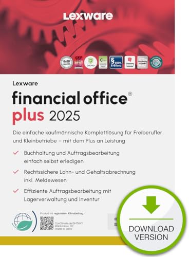 Lexware financial office Plus 2025 (365 Tage)| Einfache kaufmännische Komplett-Lösung | PC Aktivierungscode per Email von Lexware