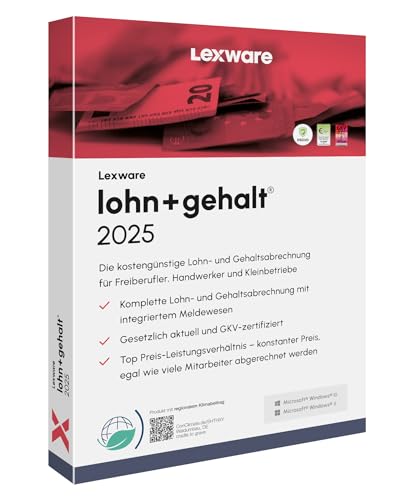 Lexware lohn+gehalt 2025, Basis, Minibox (365 Tage), Einfache Lohn- und Gehaltsabrechnungs-Software von Lexware