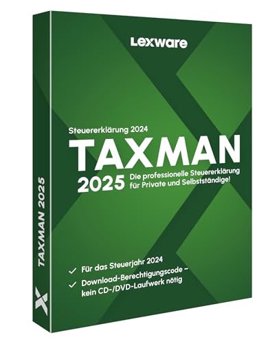 TAXMAN 2025 (für Steuerjahr 2024) | Minibox| Steuererklärungs-Software für Arbeitnehmer, Rentner u. Pensionäre, Familien, Studenten und im Ausland Beschäftigte von Lexware