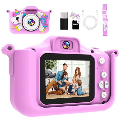 Kinderkamera, Hauibela Kinder Kamera 1080P HD Bildschirm, Digitale kindercamera mit 32 GB TF-Karte, USB-Kartenleser, Digitalkamera Kinder für 3-Jahren Jungen und Mädchen Weihnachten Spielzeug-Violett Kinderkamera, Hauibela Kinder Kamera 1080P HD Bildschirm, Digitale kindercamera mit 32 GB TF-Karte, USB-Kartenleser, Digitalkamera Kinder für 3-Jahren Jungen und Mädchen Weihnachten Spielzeug-Violett von Hauibela