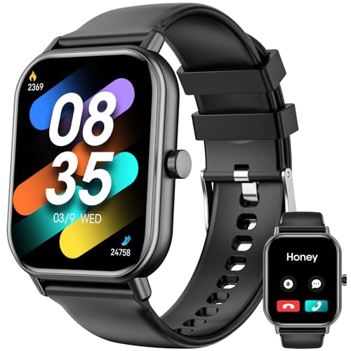 Smartwatch mit Bluetooth-Anrufen, 1,85 Zoll Smartwacth für Damen und Herren, Fitnessuhr mit über 100 Sportmodi, IP67 wasserdicht, SpO2, Schlafüberwachung, Schrittzähler, Herzfrequenzmesser für Android von Haulvean