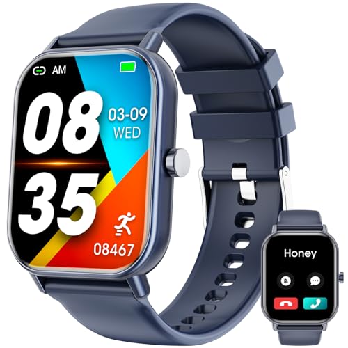 Smartwatch mit Bluetooth-Anrufen, 1,85 Zoll Smartwacth für Damen und Herren, Fitnessuhr mit über 100 Sportmodi, IP67 wasserdicht, SpO2, Schlafüberwachung, Schrittzähler, Herzfrequenzmesser für Android von Haulvean