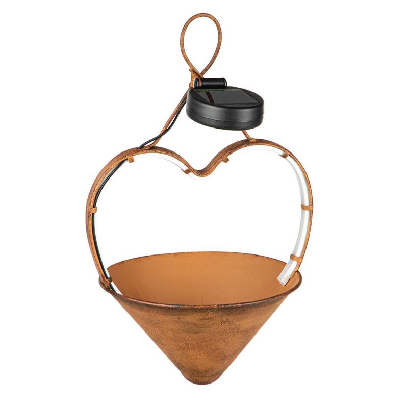 LED Solar Hängeleuchte, bepflanzbar, rostfarben H 34 cm von Haushalt International