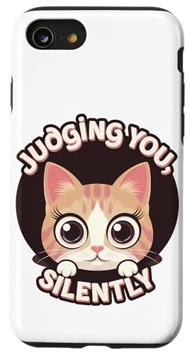 Lustige Katze Urteilt Still Humor Hülle für iPhone SE (2020) / 7 / 8 von Haustier Liebhaber Sarkasmus Geschenk Niedlich