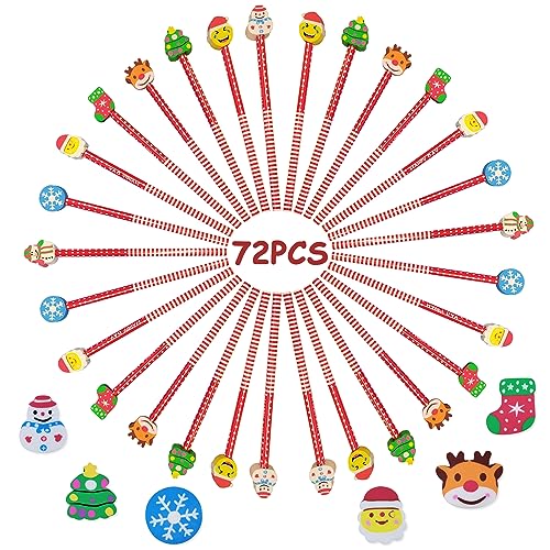 HautStore 72 Stücke Schule HB Weihnachts Bleistifte Set, Cartoon Holzbleistifte Weihnachtsbleistifte, Weihnachtsstifte mit Weihnachtsmuster Radiergummis, Bleistifte mit Radiergummis Mitgebsel HautStore 72 Stücke Schule HB Weihnachts Bleistifte Set, Cartoon Holzbleistifte Weihnachtsbleistifte, Weihnachtsstifte mit Weihnachtsmuster Radiergummis, Bleistifte mit Radiergummis Mitgebsel von HautStore