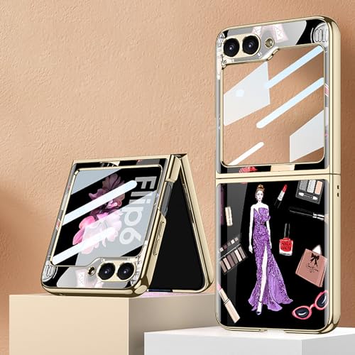 Hauw-Hülle Kompatibel mit Samsung Galaxy Z Flip6 5G 2024 Ultradünne Handyhülle mit Integriertem Displayschutz und Rückseite aus Gehärtetem Glas mit Bemalten Blumen,Schwarz Hauw-Hülle Kompatibel mit Samsung Galaxy Z Flip6 5G 2024 Ultradünne Handyhülle mit Integriertem Displayschutz und Rückseite aus Gehärtetem Glas mit Bemalten Blumen,Schwarz von Hauw