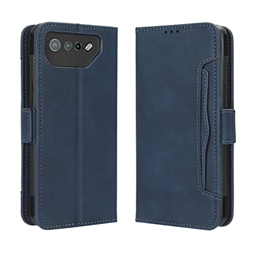 Hauw Hülle für Asus Rog Phone 7,Magnetverschluss Multi-Card Slots Flip Wallet Ledertasche für Asus Rog Phone 7,Blau von Hauw