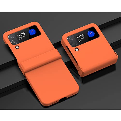 Hauw Hülle für Galaxy Z Flip 4 5G,Ultradünne Hart-PC-Rutschfester Vollschutz Zusammenklappbare Handyhülle für Samsung Galaxy Z Flip 4 5G 2022,Orange von Hauw