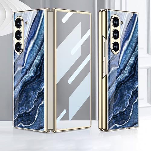 Hauw Hülle für Galaxy Z Fold6 5G,Kratzfeste Lackierte Handyhülle mit Eingebauter Displayschutzfolie Kompatibel mit Samsung Galaxy Z Fold6 5G 2024,Blau von Hauw