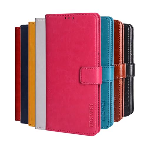 Hauw Hülle für Motorola G15,Magnetverschluss PU Leder Flip Wallet Handyhülle Kompatibel mit Motorola G15,Rosenrot von Hauw