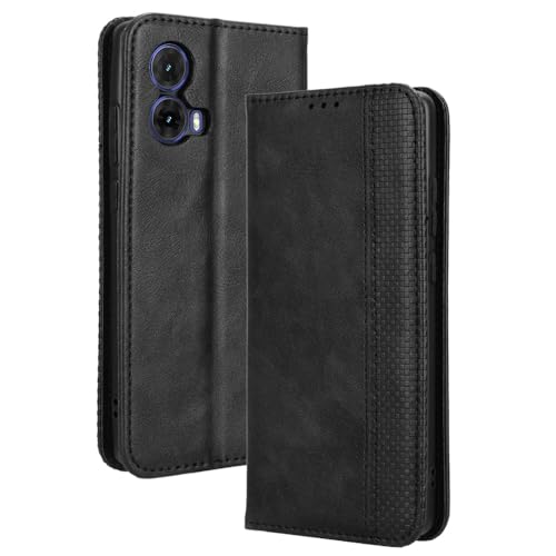 Hauw Hülle für Motorola Moto G85 5G,Magnetische Anziehungskraft Vintage Textur Ledertasche für Motorola Moto G85 5G,Schwarz Hauw Hülle für Motorola Moto G85 5G,Magnetische Anziehungskraft Vintage Textur Ledertasche für Motorola Moto G85 5G,Schwarz von Hauw
