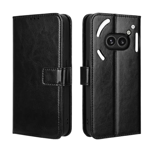 Hauw Hülle für Nothing Phone (2a),Flip Wallet Ledertasche mit Magnetverschluss für Nothing Phone (2a),Schwarz von Hauw