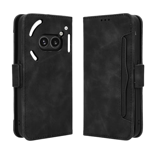 Hauw Hülle für Nothing Phone (2a),Magnetverschluss Multi-Card Slots Flip Wallet Ledertasche für Nothing Phone (2a),Schwarz von Hauw