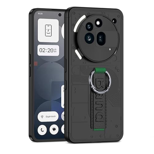Hauw Hülle für Nothing Phone (3a) Pro,Leichte und Dünne Kratzfeste Handyhülle mit Handschlaufe für Nothing Phone (3a) Pro,Schwarz Grün von Hauw