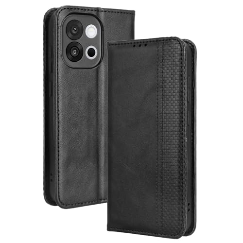 Hauw Hülle für OnePlus 13T,Magnetische Anziehungskraft Vintage Textur Ledertasche Kompatibel mit OnePlus 13T,Schwarz Hauw Hülle für OnePlus 13T,Magnetische Anziehungskraft Vintage Textur Ledertasche Kompatibel mit OnePlus 13T,Schwarz von Hauw
