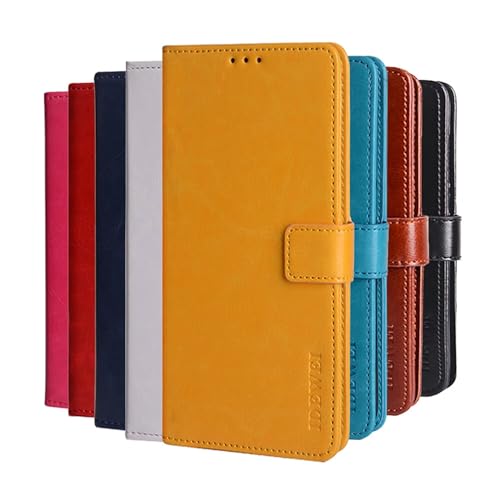 Hauw Hülle für Oppo A5 Pro,Magnetverschluss PU Leder Flip Wallet Handyhülle Kompatibel mit Oppo A5 Pro,Gelb von Hauw